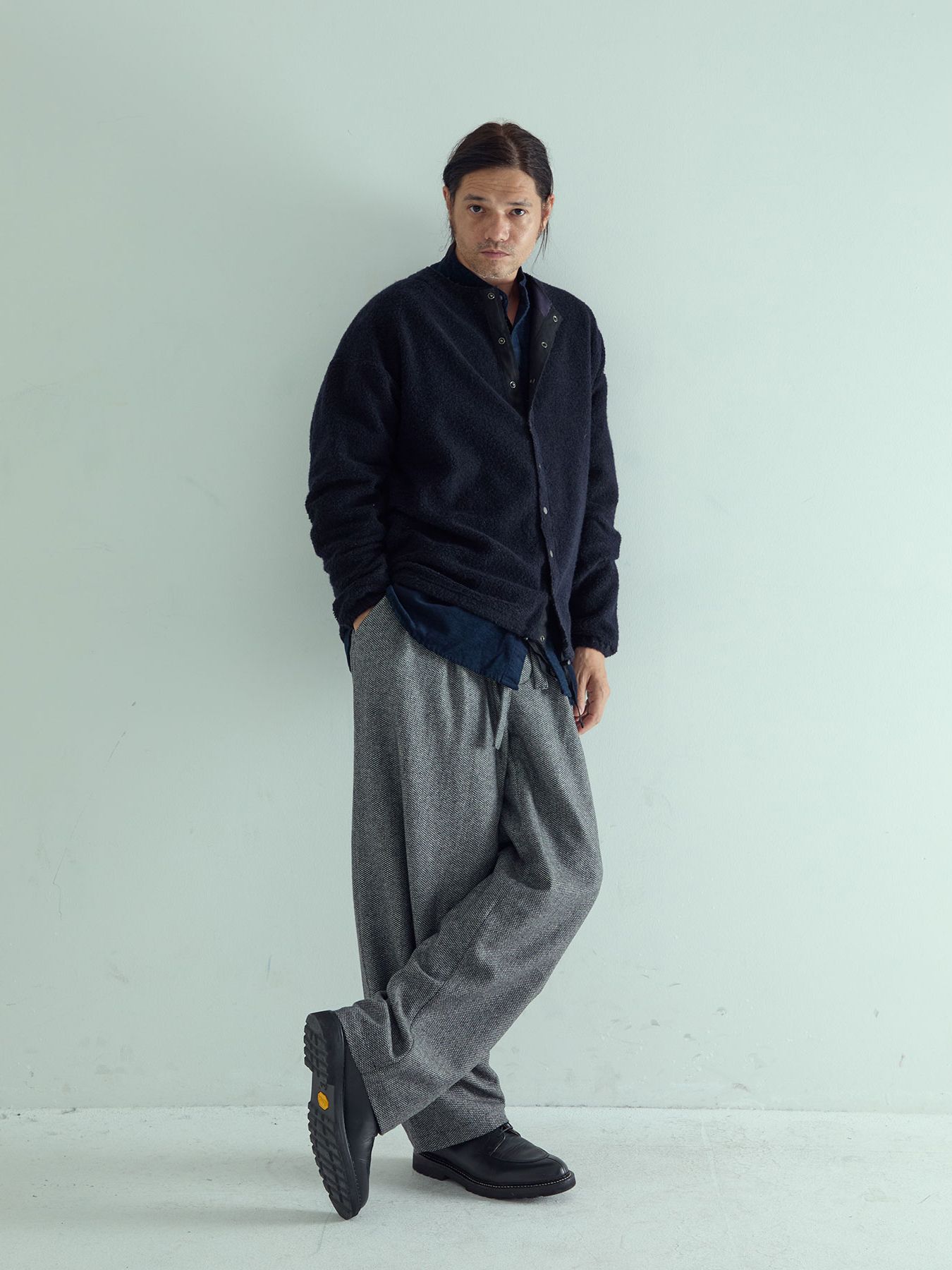【予約品 】LOUNGECUT TORAUSERS / ワイドトラウザーズ / アイボリー×ブラック