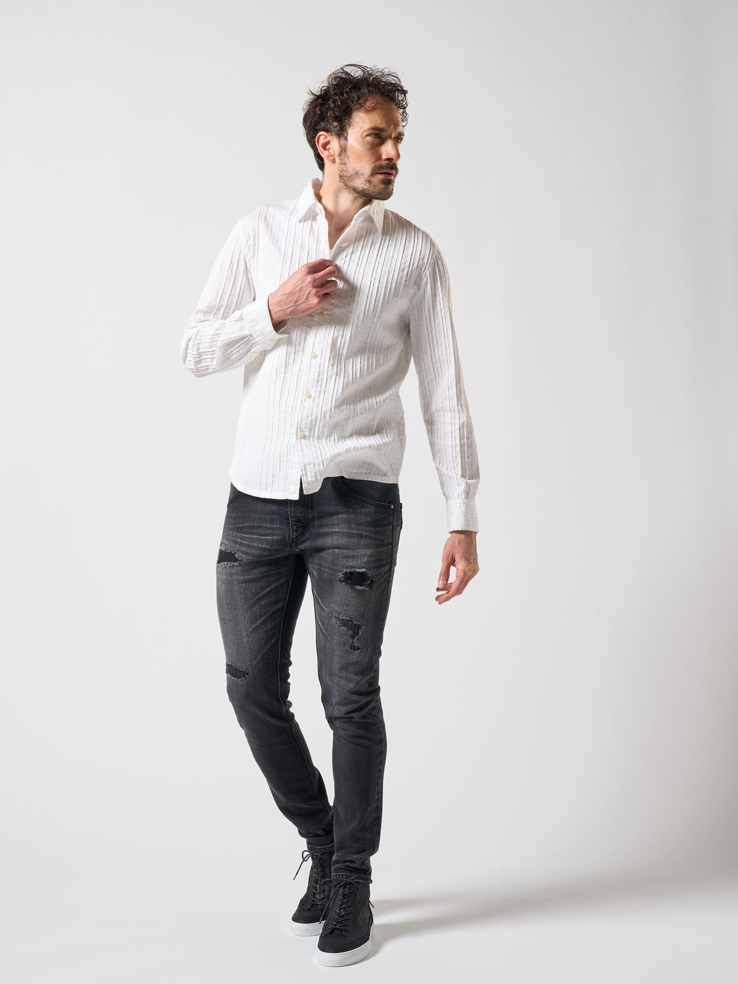 【予約品】 stripe shirt / ストライプシャツ / ホワイト