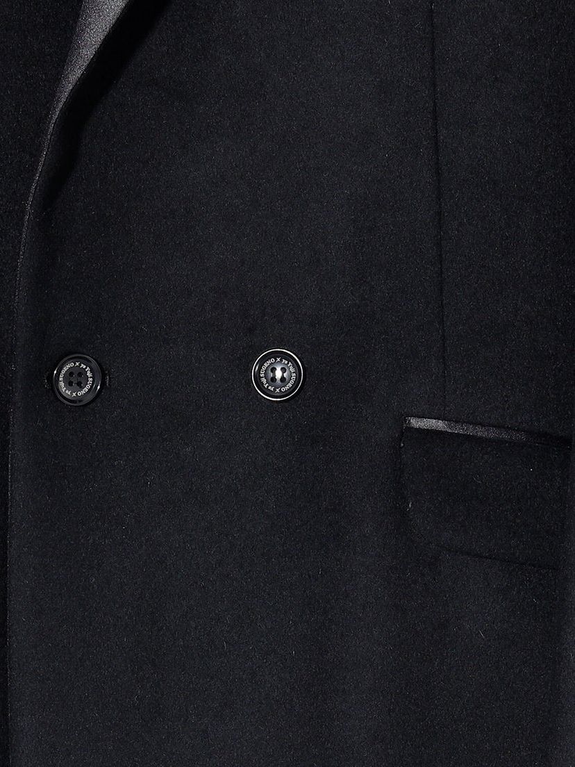 Lamb Beaver wool Changing Long Chester Coat / ブラック・襟サテン生地 【ys Yuji SUGENO】
