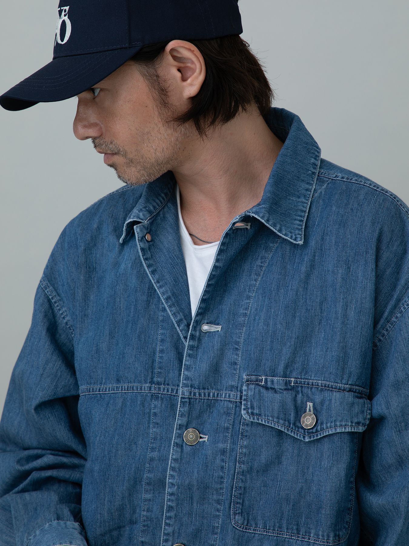 【予約品 10月26日(日) 締切】90sDENIMSHIRTS used / ユーズドデニムオーバーシャツ / INDIGO×L.GRAY