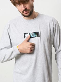 【予約品 5月8日(木) AM10時 締切】 5.6ozコットン天竺 スターグラムハート＆シークインLS Tシャツ / アッシュ
