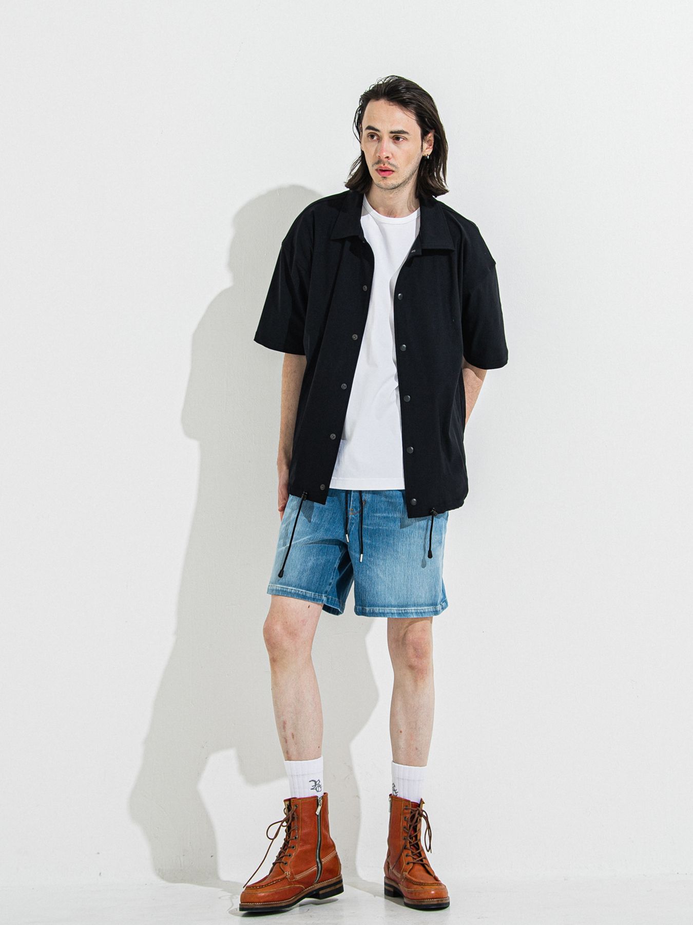 【予約品】NYLON HALF COACH JACKET / ナイロンハーフコーチジャケット / ブラック