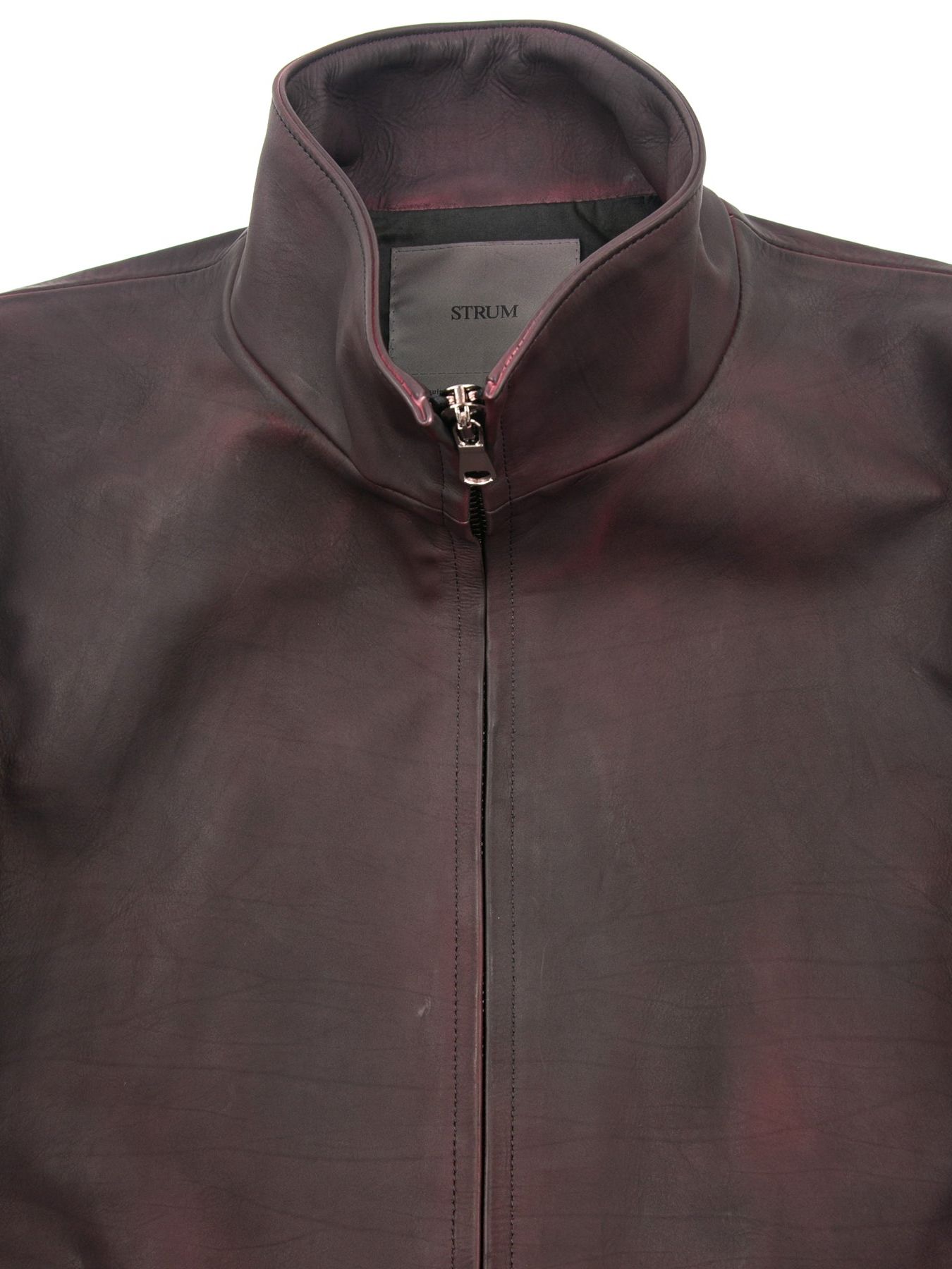 Full tanned Calfskin Garment Burning Dyed Hight Neck Blouson F / カーフスキン ハイネック ブルゾン / NINA（ニーナ） クリムゾンレッド