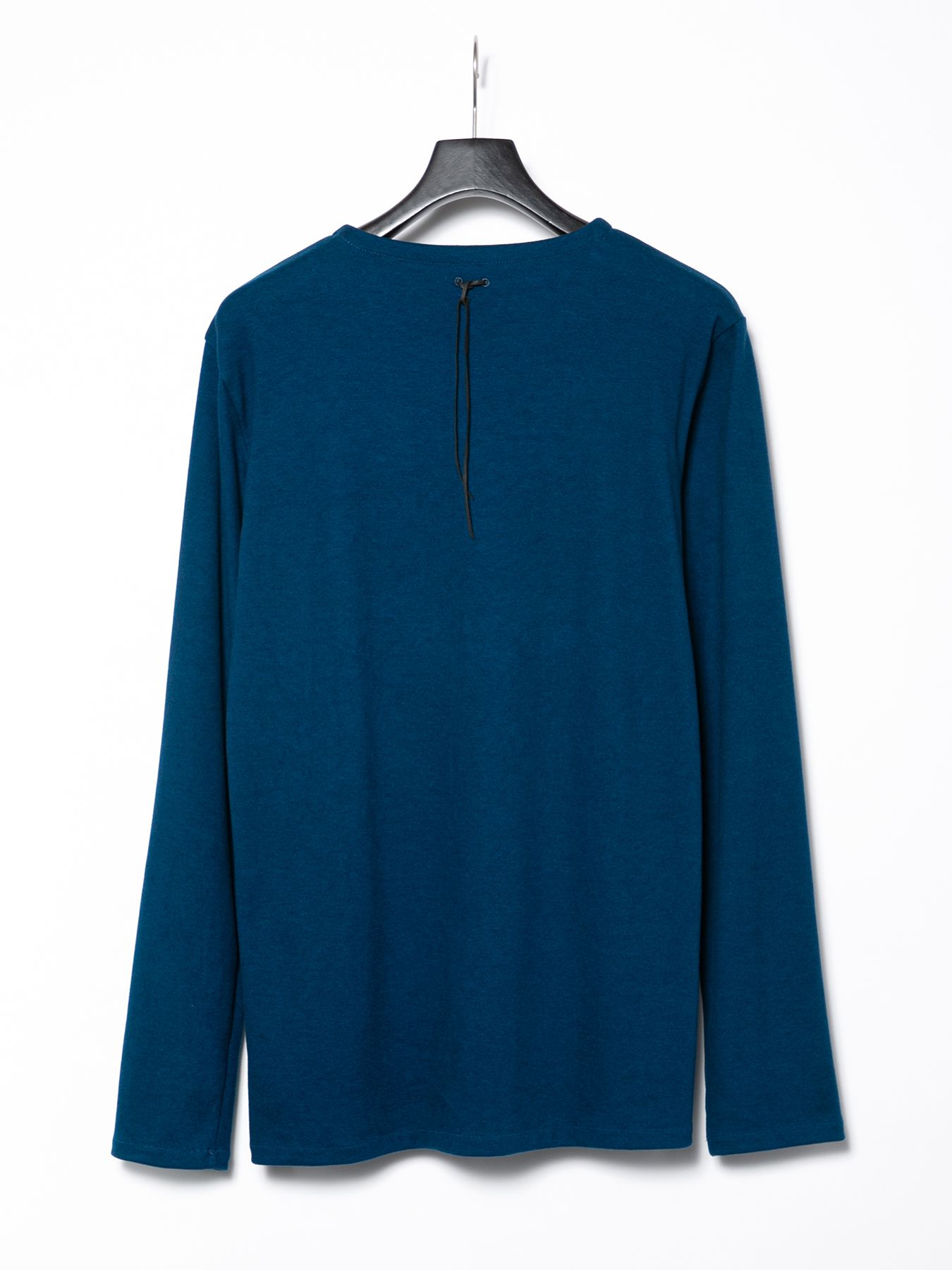Acrylic Rayon Nylon Stretch Ponte Fabric L/S Crew Neck T-shirt / アクリル レーヨン ナイロン ストレッチ ポンチ L/S クルーネック Tシャツ  / ターコイズ