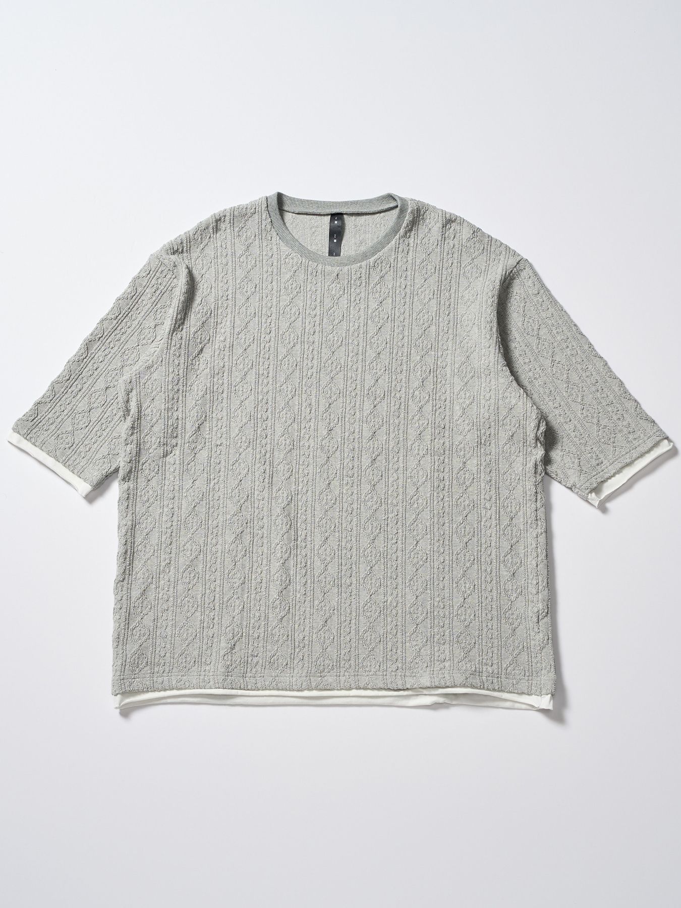 【予約品 1月25日(日) 締切】jacquard summer knit H/S / ジャガード サマーニット ハーフスリーブ / 杢グレー