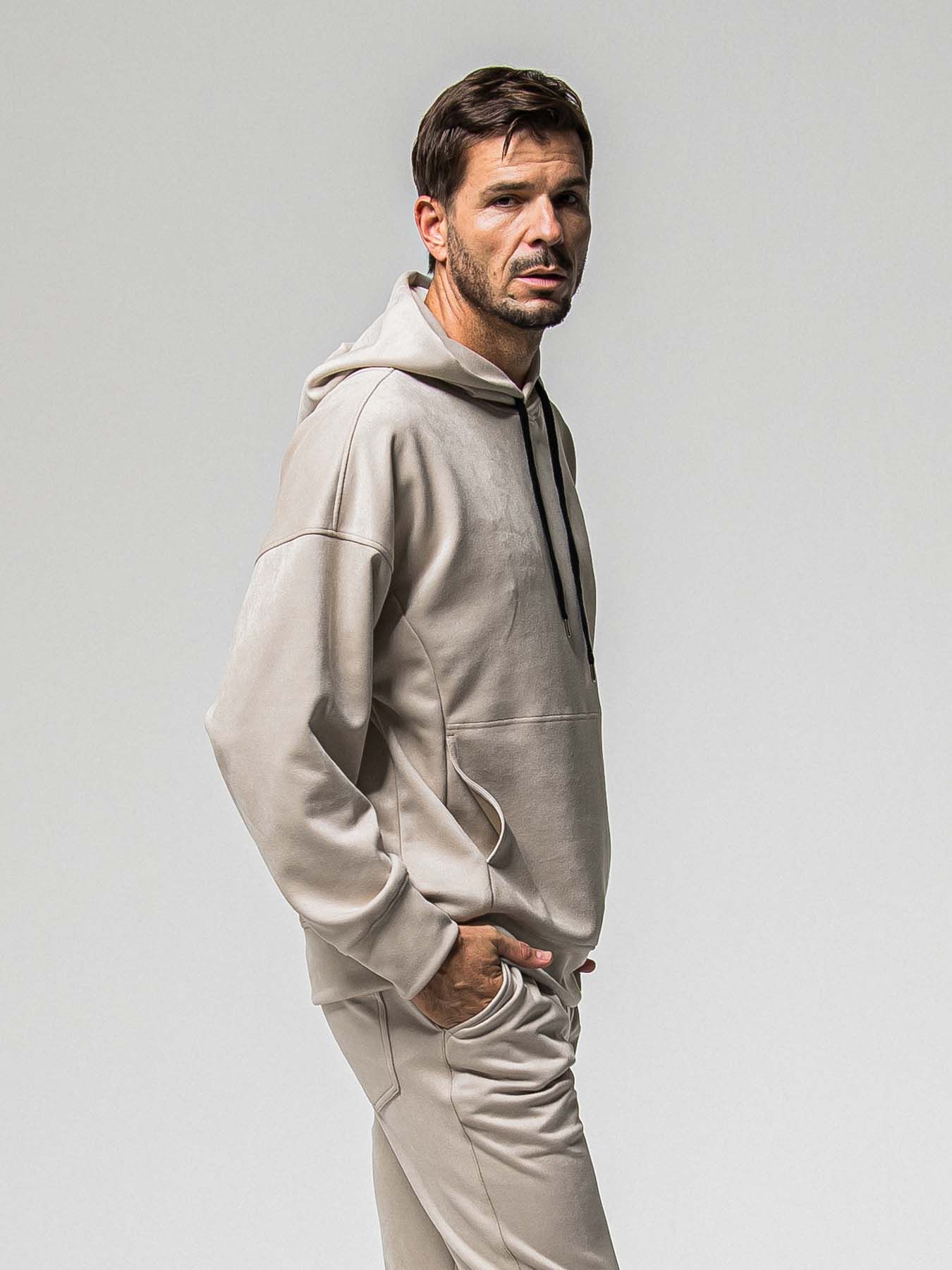 【予約品 8月31日(日) 締切】SUEDE LOOSE HOODIE / スウェード ルーズフーディ / グレージュ