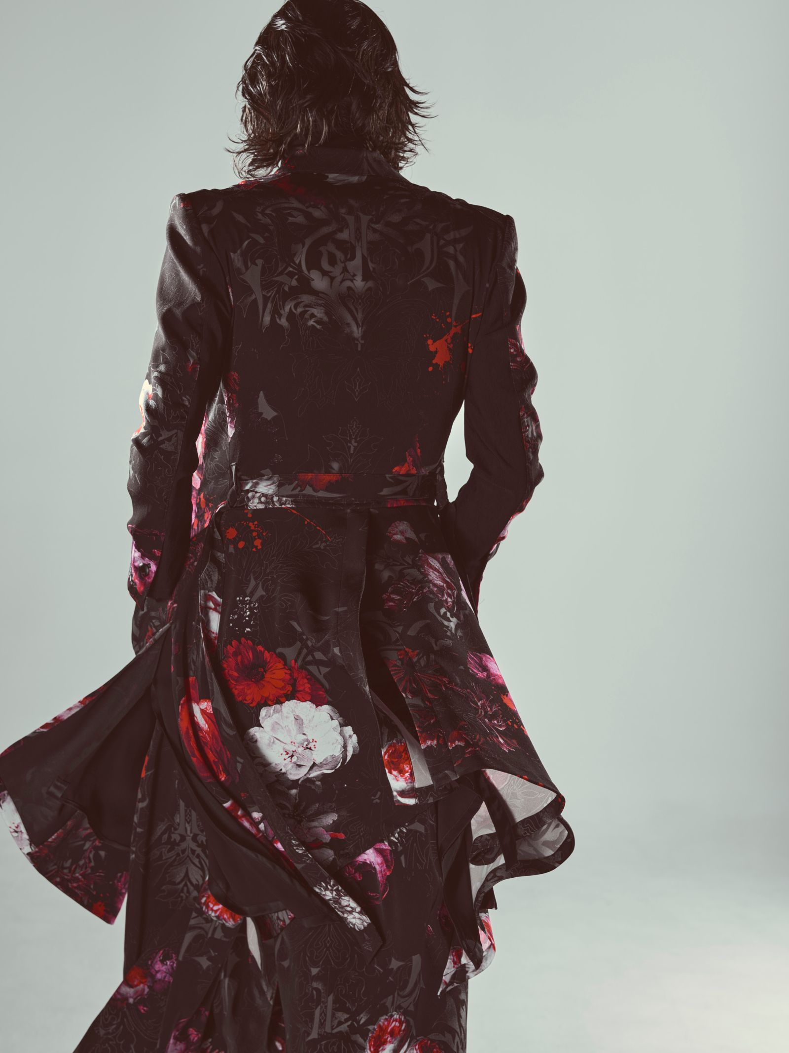 【予約品 6月29日(月) 締切】Goth Flora Suede Satin Flare Jacket / フレアジャケット / ブラック