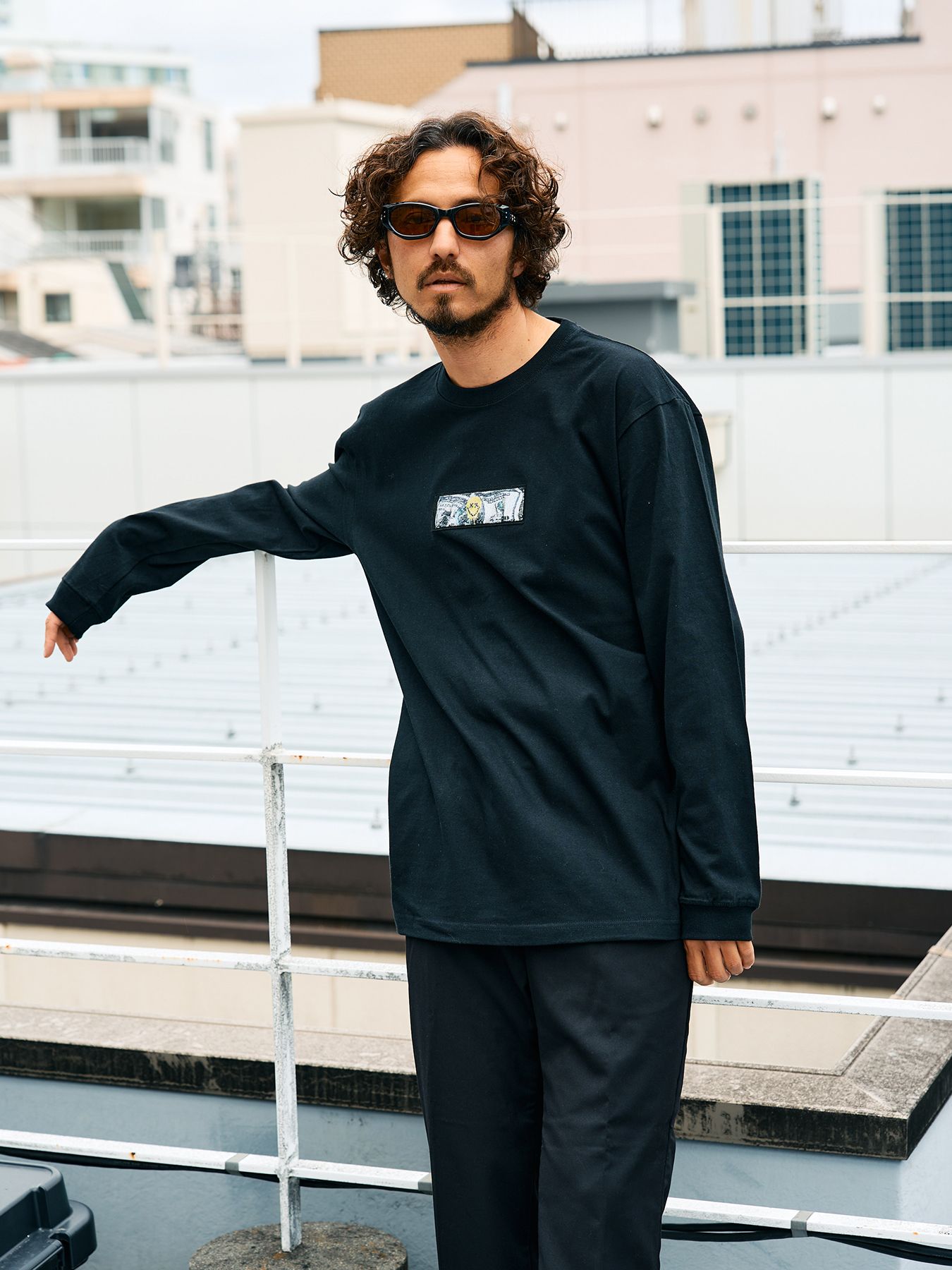 5.6ozコットン天竺 YOU GOT THIS シークインLS Tシャツ / ブラック