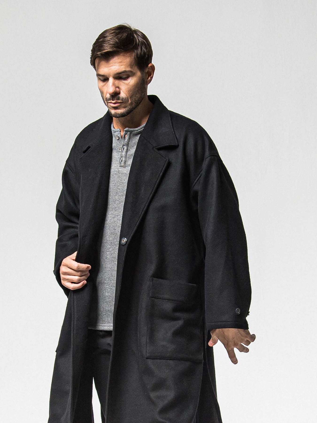 【予約品 】GOWN OVER COAT / ガウンオーバーコート / ブラック