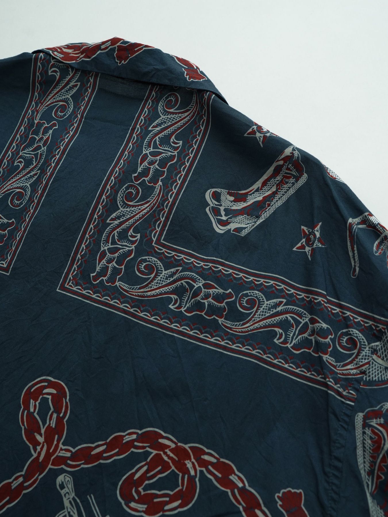 【予約品 11月23日(日) 締切】WESTERNBANDANA SHIRTS short / バンダナプリント シャツ / NAVY