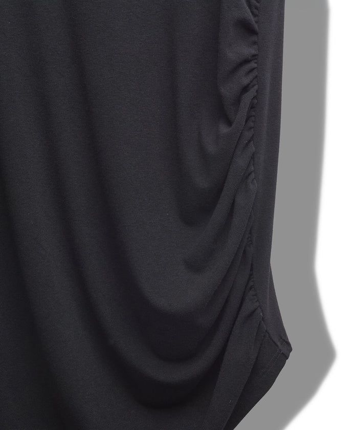 ボリュームネックギャザードレープPO BLACK【NO ID.】