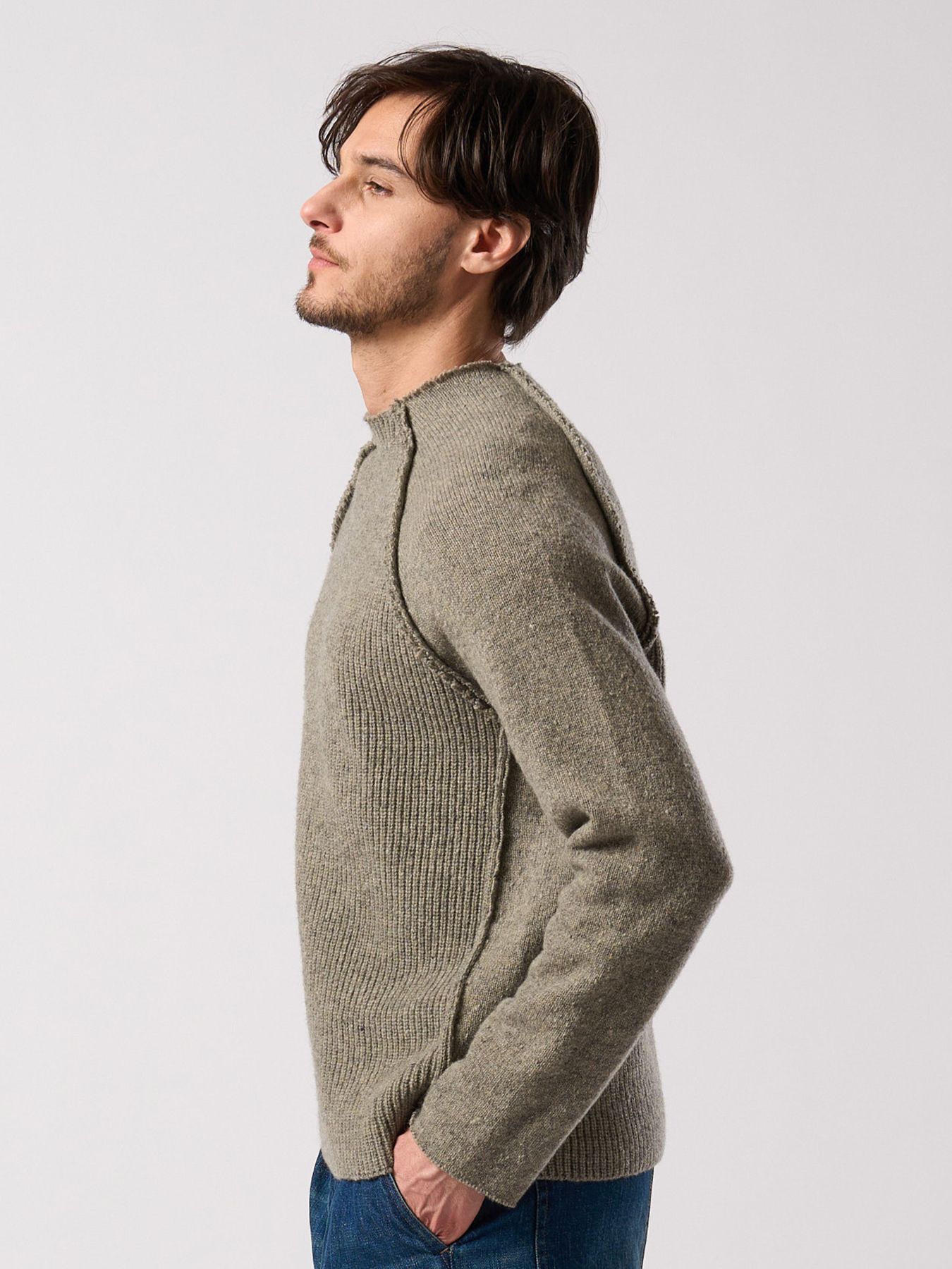 【予約品 4月19日(日) 18時締切】lomond×powder line high-neck knit / ライン ハイネックニット / グレー