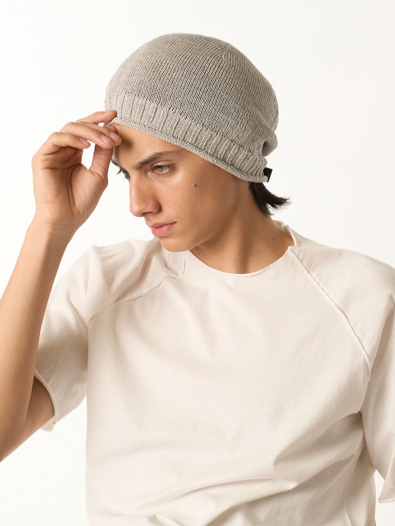 【予約品 9月23日(火) 締切】GIMA roll beanie / 擬麻 ロールビーニー / ライトグレー