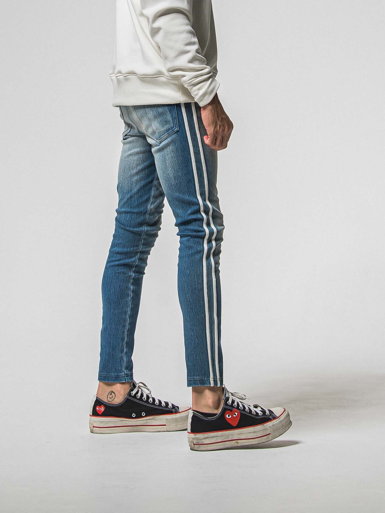 【予約品 8月31日(日) 締切】EX DENIM JERSEY BLINDLINE PT / EXデニムジャージ ブラインドラインパンツ / ライトインディゴ