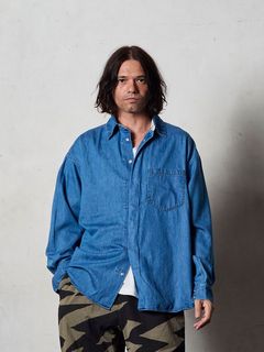 SOSIR used / シャツ / インディゴユーズド×金茶ステッチ