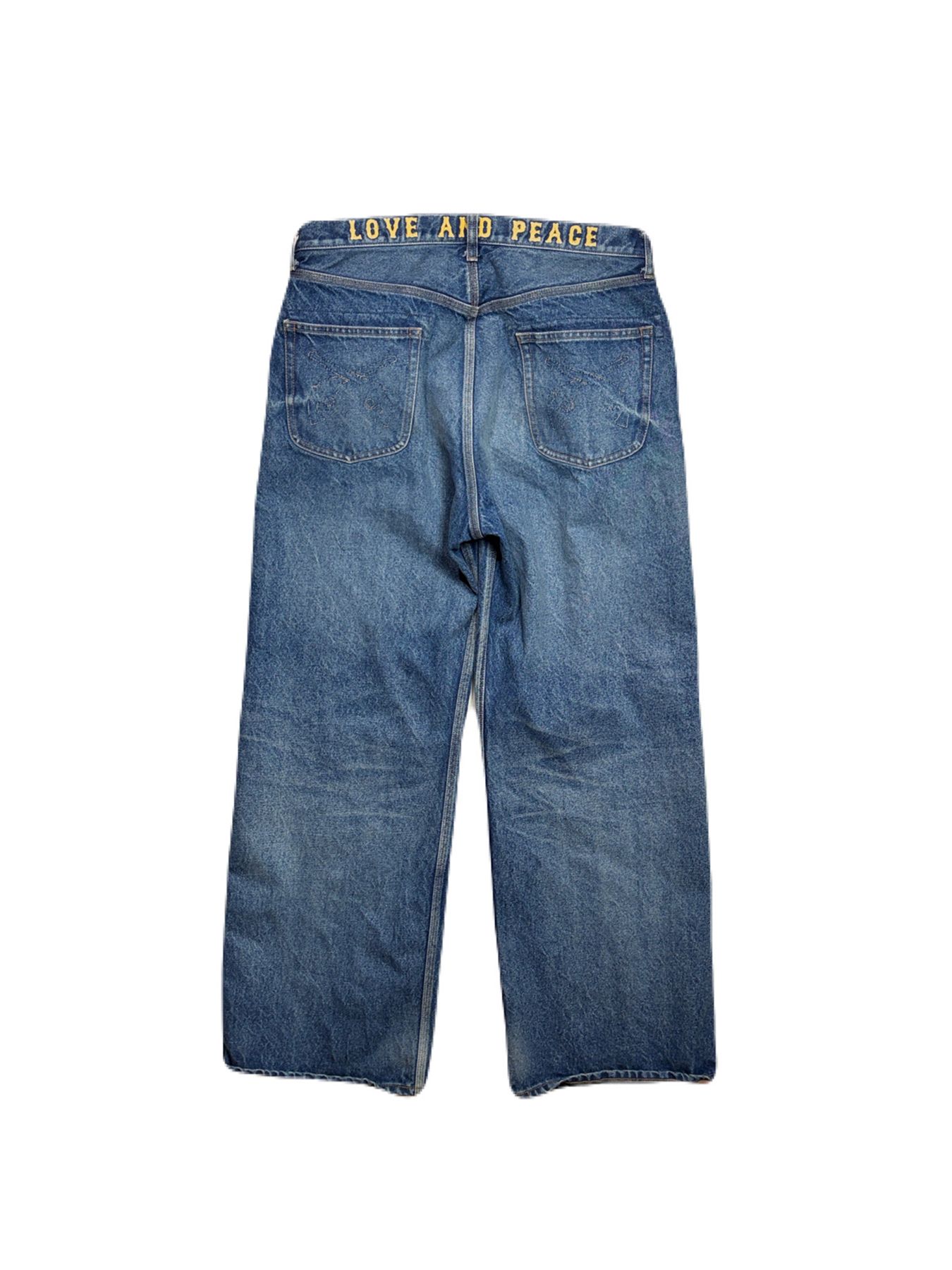 【予約品 3月9日(月) 18:00 締切】VIN/DEN/WIDE USE/BASIC / USED加工 ヴィンテージ ワイド デニム パンツ / ブルー