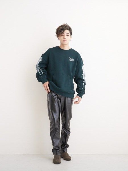 WING SLEEVE CREW NECK SWEAT / GREEN 【BOY LONDON】