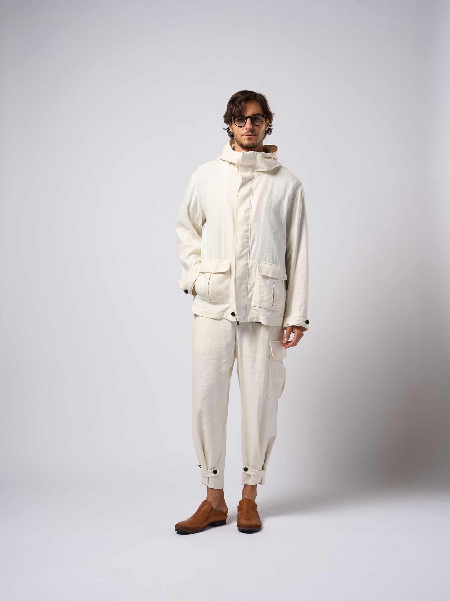 【予約品9月16日 10時締め】 side pocket easy cropped  / イージーパンツ / ホワイト
