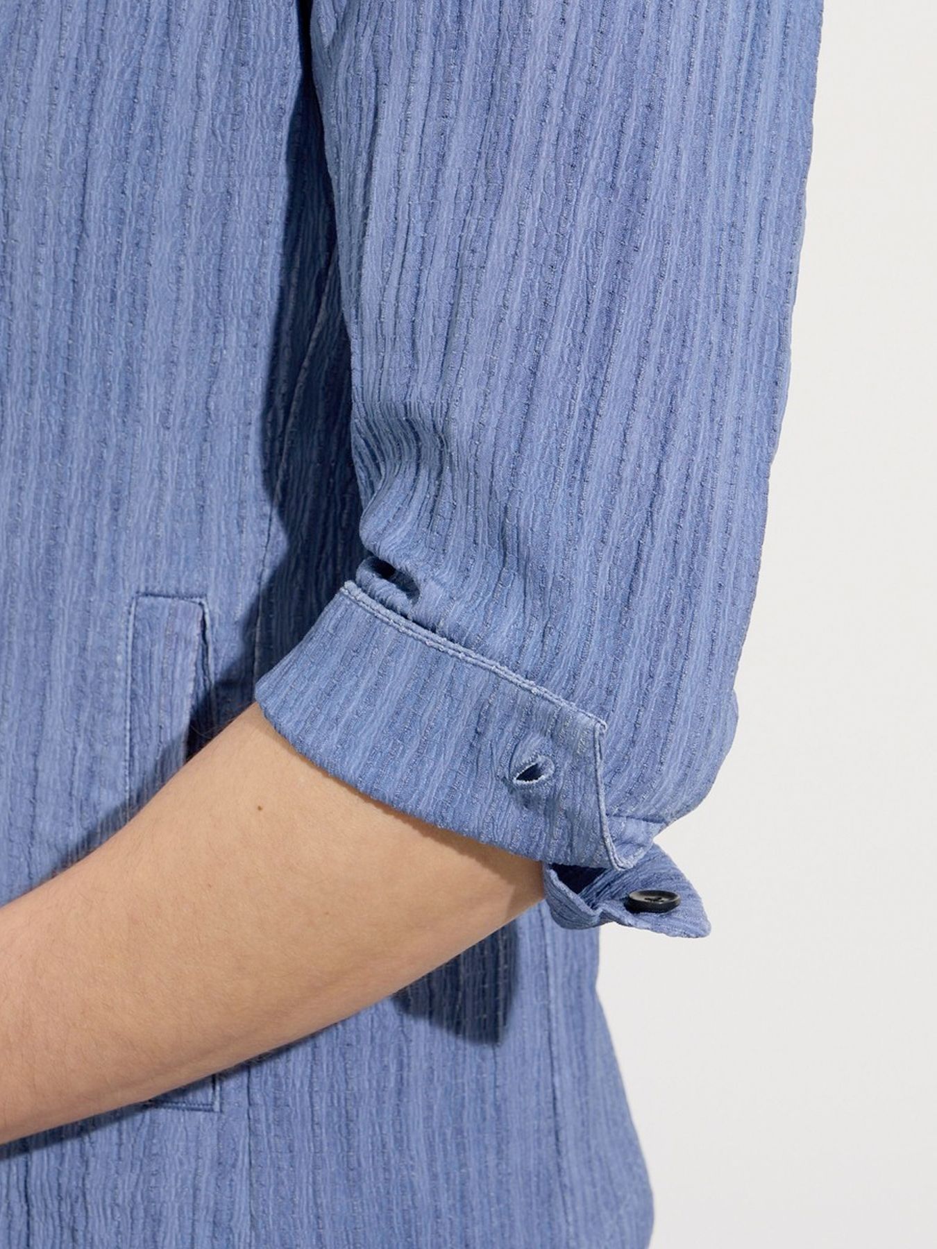 カラープリーツ7分袖ジャケット / ライトグレー【HIDEAWAYS NICOLE】