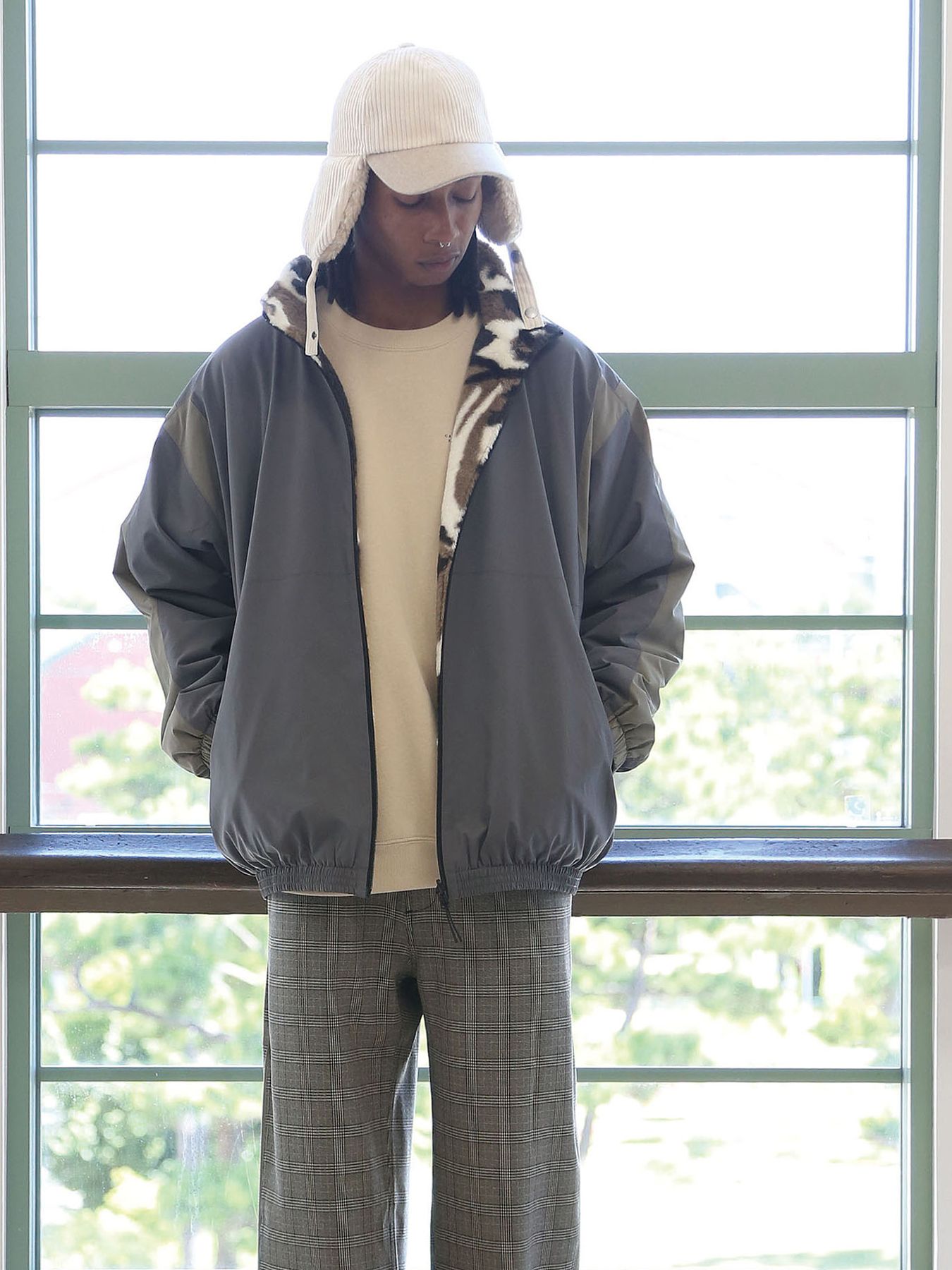 リバーシブル REVERSIBLE-HYPE JKT / GRAY-BEIGE【QUOLT】