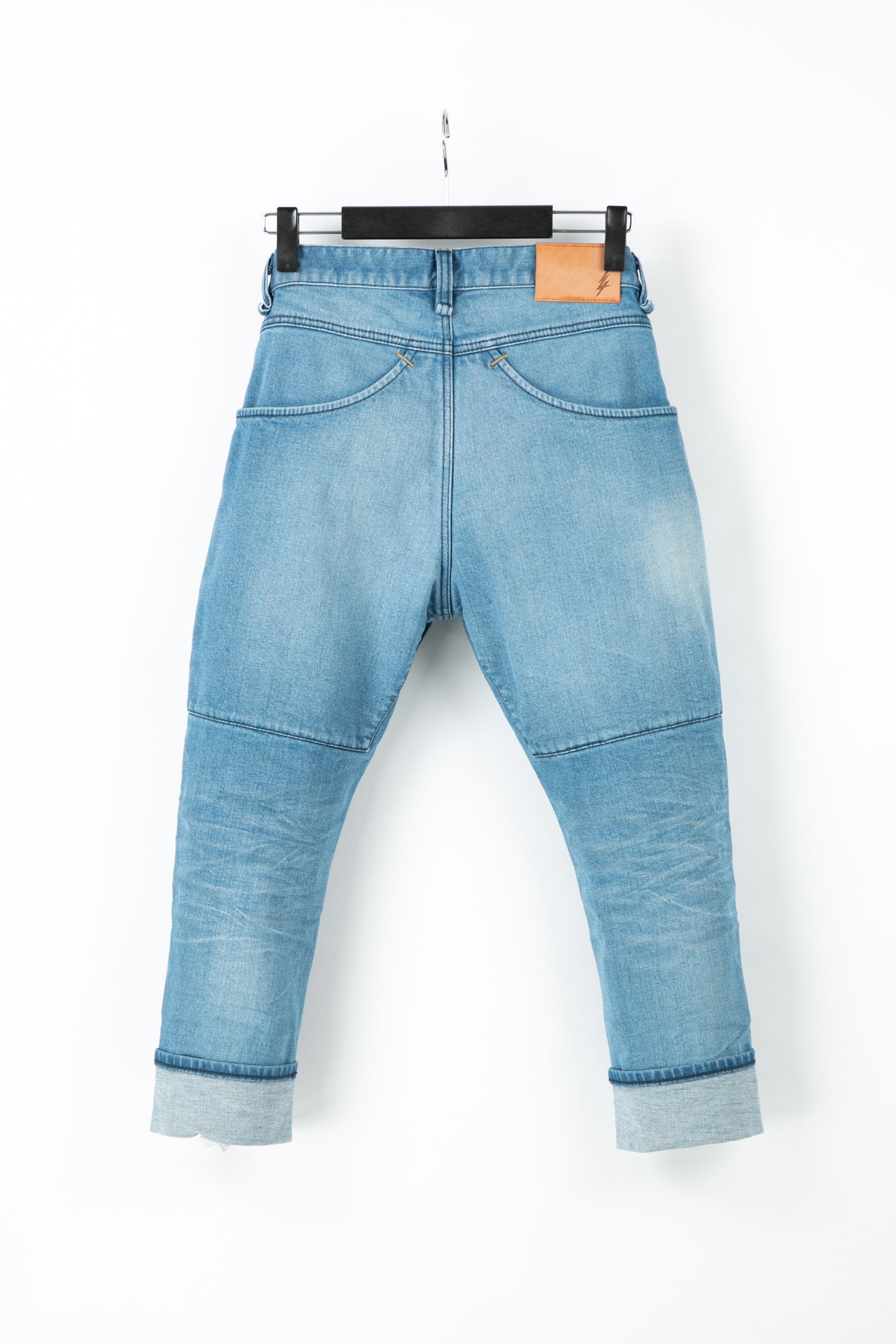 【予約品】 12.5oz オーガニックコットン ストレッチデニム クロップド ユースド&バイカラー加工 / INDIGO 【STRUM】 《2月下~3月上 入荷予定》