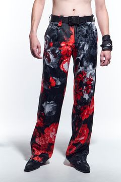 WideSlacks スラックス FloraSatin / Black&Red 【kiryuyrik】