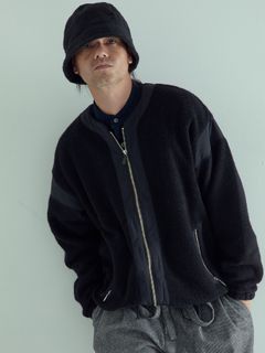 BOALITE / ウール ジップアップ ブルゾン / ブラック