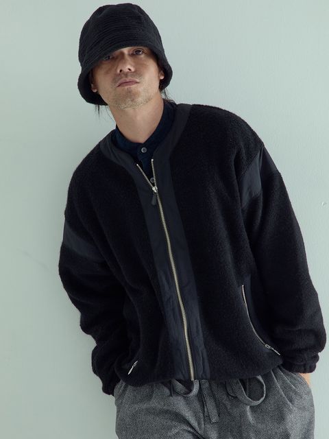 BOALITE / ウール ジップアップ ブルゾン / ブラック