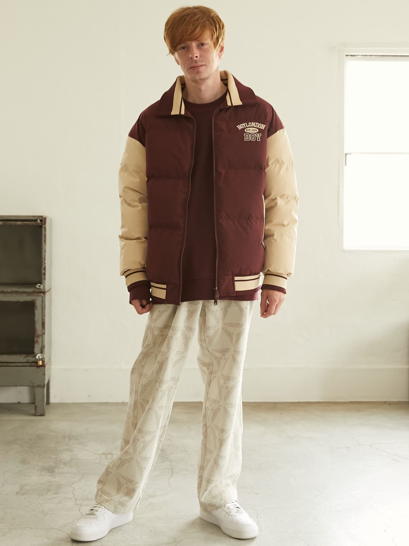 BOY STADIUM NYLON DOWN JACKET / スタジャン / ワイン