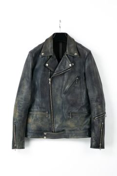 《予約品》フルタンニン鞣し ジャパンカーフスキン 燃焼製品染め ダブルライダース SPEEDER / GUNBLUE 【STRUM】 9月下~10月上旬入荷予定