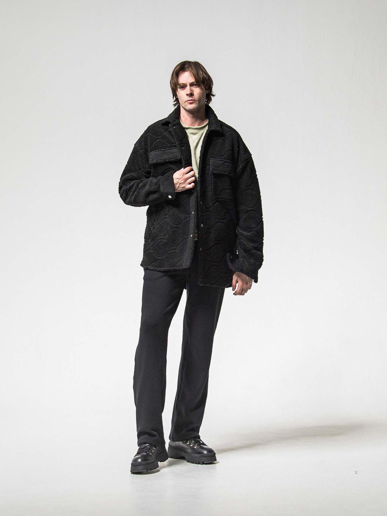 【予約品 8月31日(日) 締切】 VELOURS FLEECE WIDE TUCK PANTS / ベロアフリース ワイドタックパンツ / ブラック