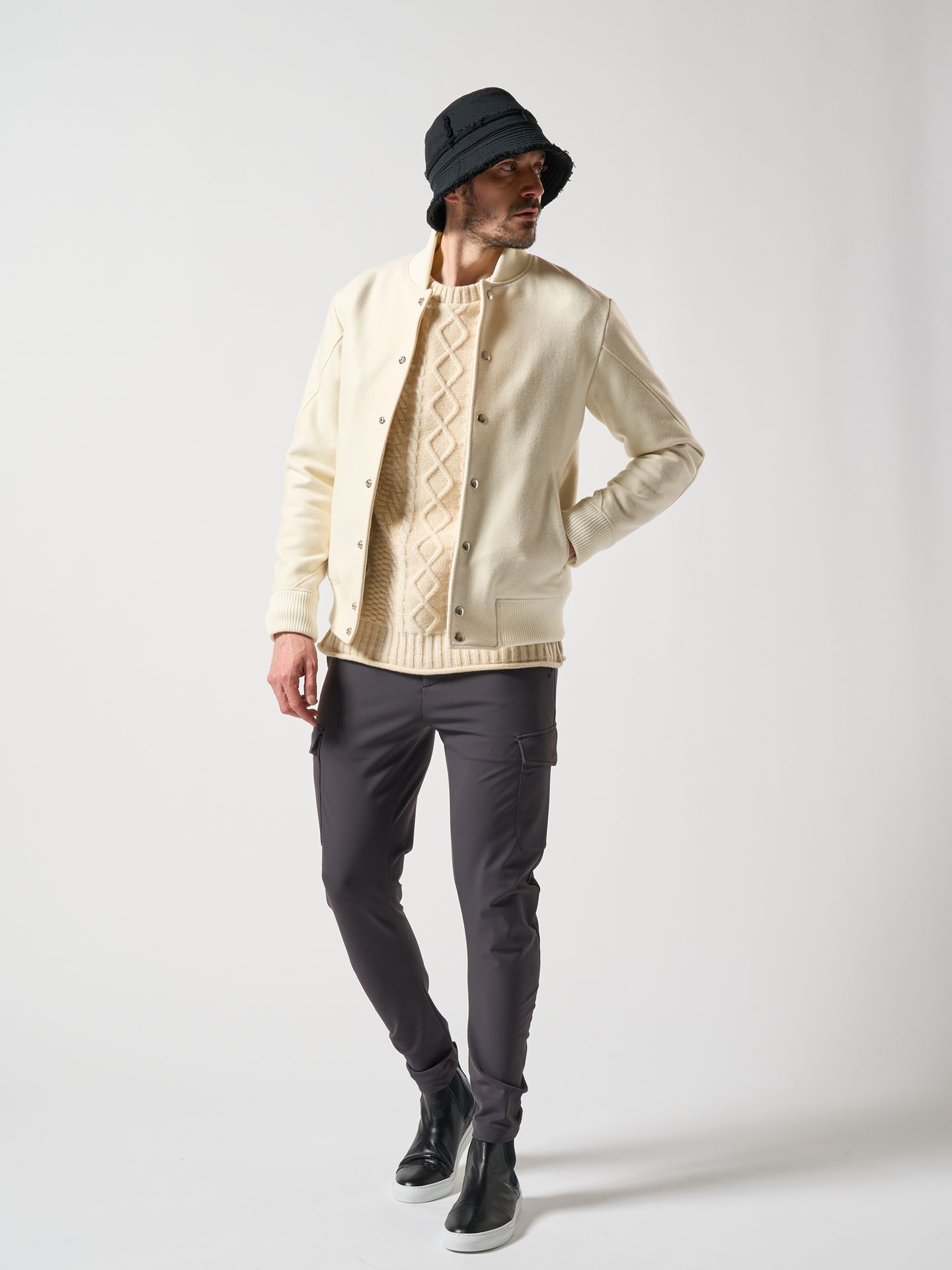 【予約品】 3D banana slim cargo / スリムカーゴパンツ / ダークグレー