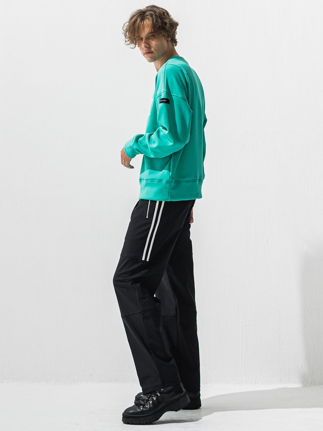 【予約品 9月6日(日) 締切】BOX VELOURS FLEECE DROP TRAINER / ボックスロゴ 裏起毛 ルーズトレーナー / ブルーグリーン