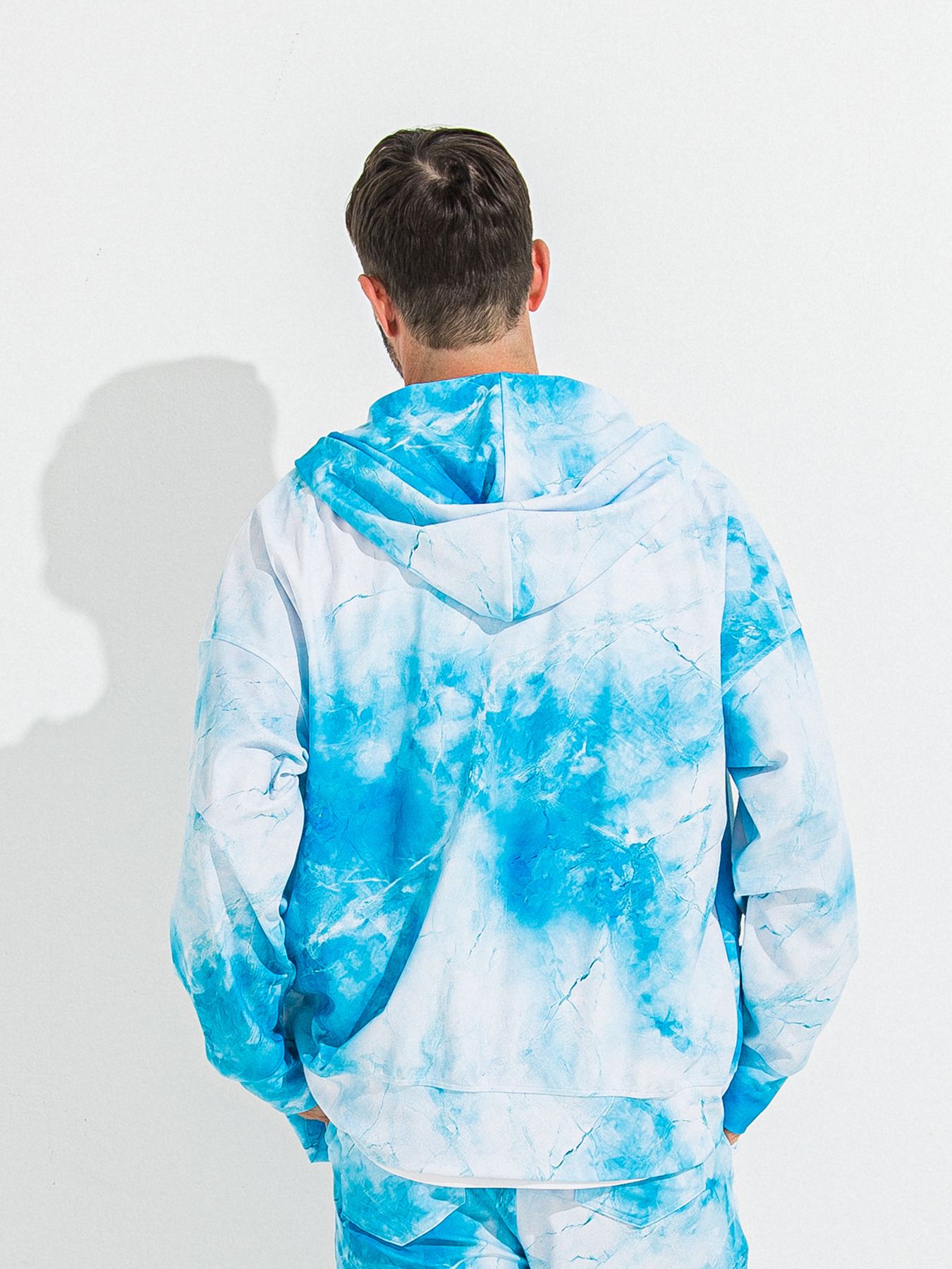 【予約品 】RASH OVER ZIPUP HOODIE / ラッシュガード オーバーサイズジップアップパーカー / マーブルブルー