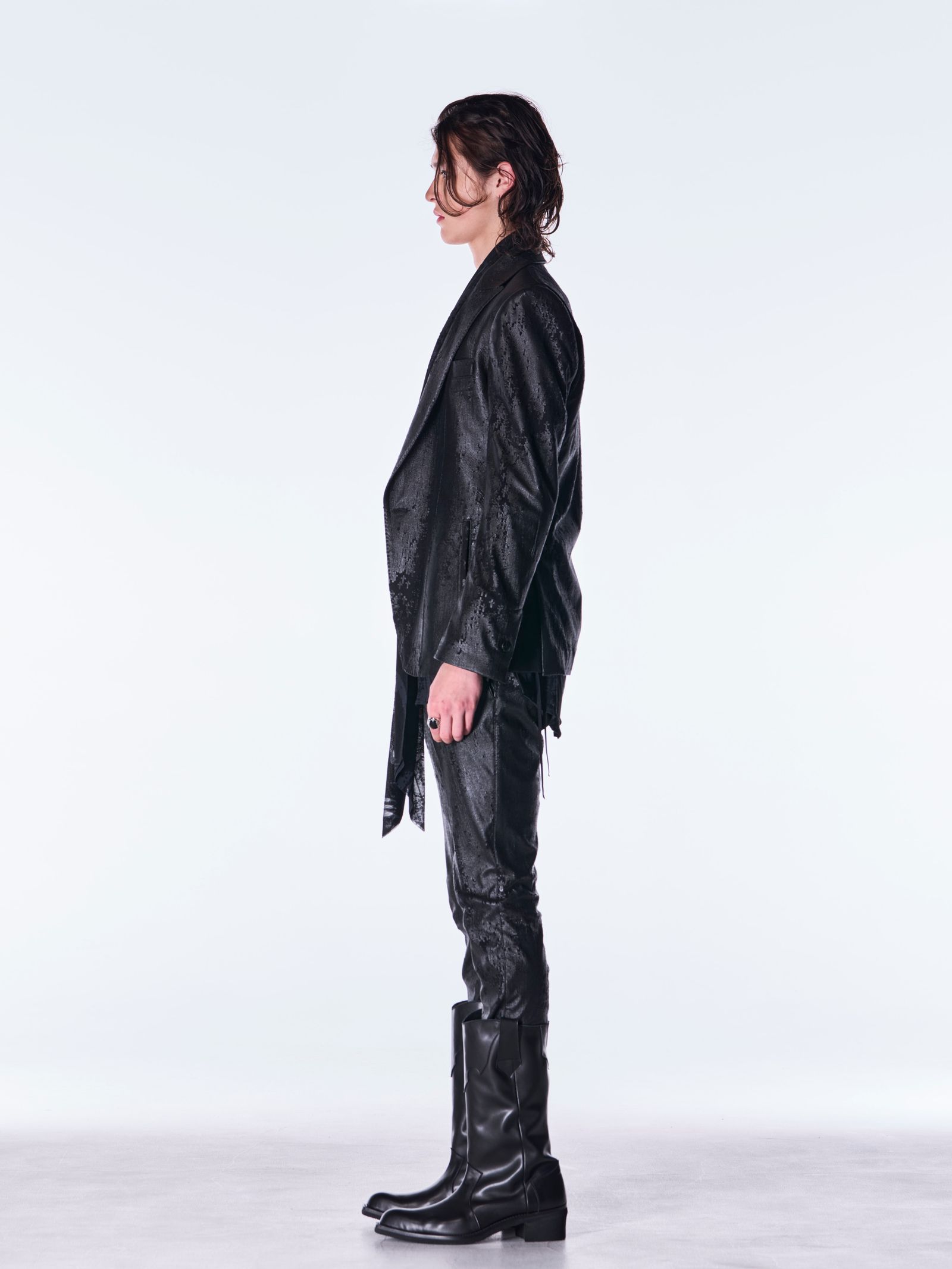 【予約品 6月29日(月) 締切】Cross Dot Fleece Boots Cut Slacks / ブーツカット スラックス / ブラック