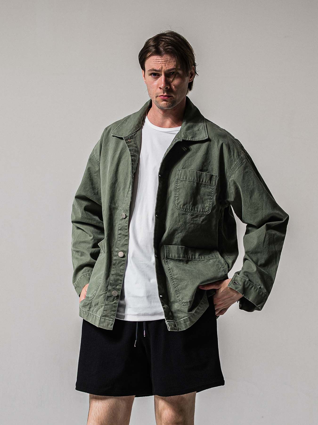 【予約品 11月16日(日) 締切】RC COVER ALL / ミリタリーキャンバス カーバーオールジャケット / ダークカーキ