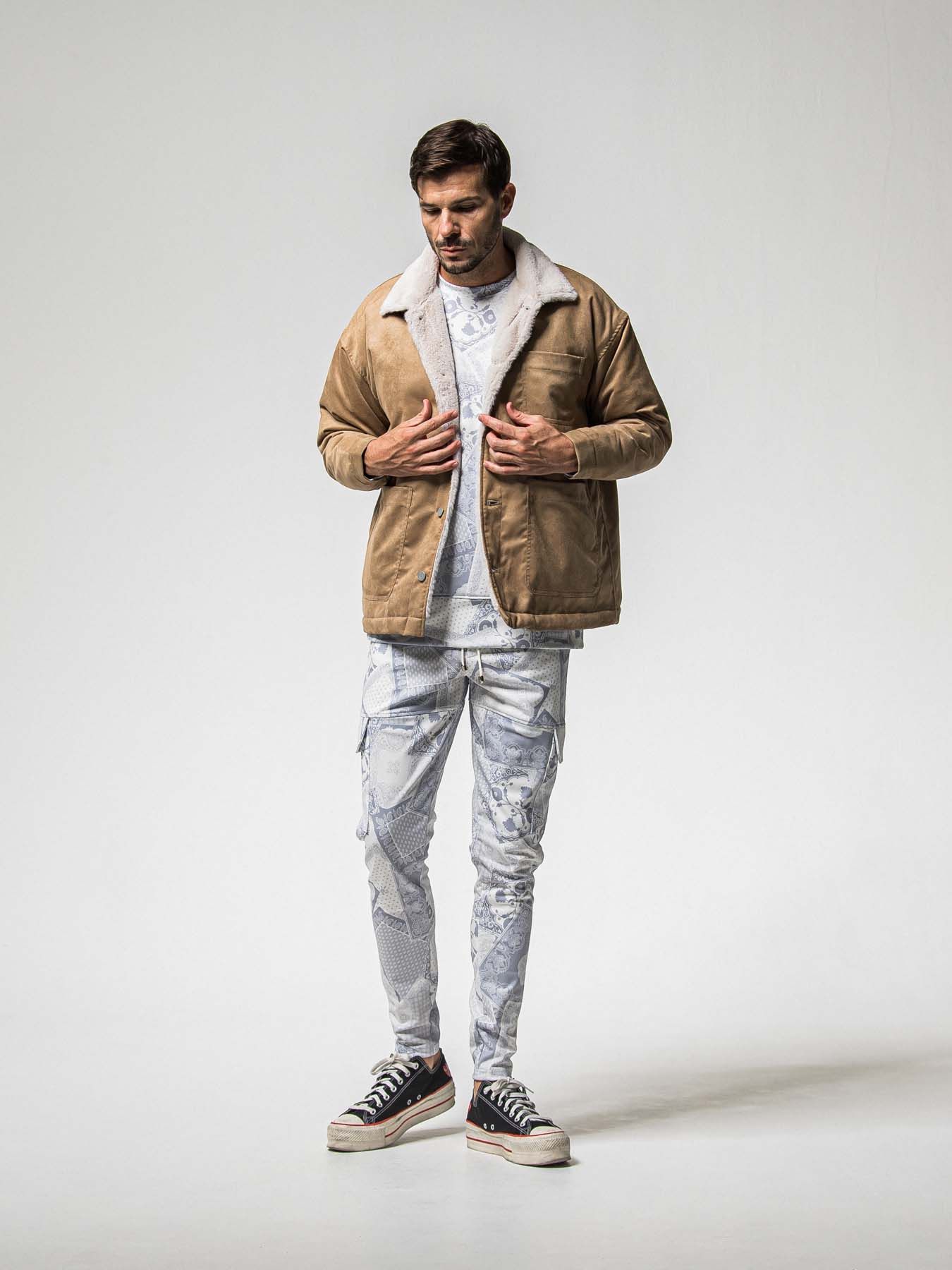 【予約品 8月31日(日) 締切】PAISLEY BACK FLEECE DROP TRAINER / ペイズリー バックフリース ドロップショルダートレーナー / グレー