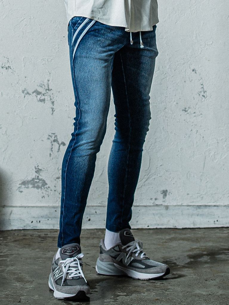 《予約11月17日19時締め》 EX denim jersey  EDGE   PT / ジャージ ダークインディコブルー