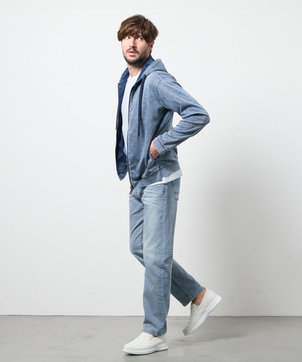 ハイテンションジャージーデニムジップアップパーカー【HIDEAWAYS NICOLE】