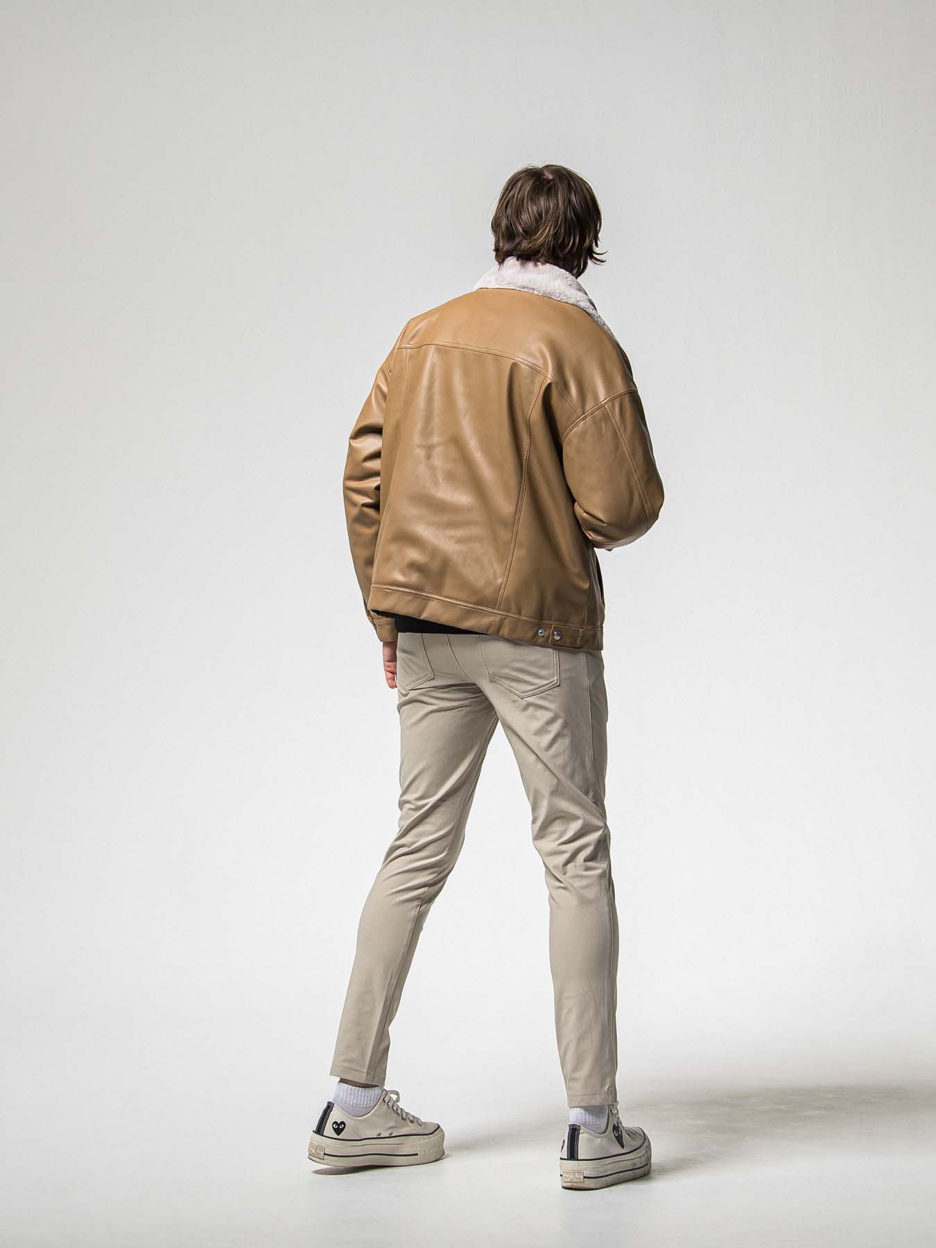 【予約品 8月31日(日) 締切】LEATHER FUR OVER G / レザーファーオーバーGジャケット / キャメル