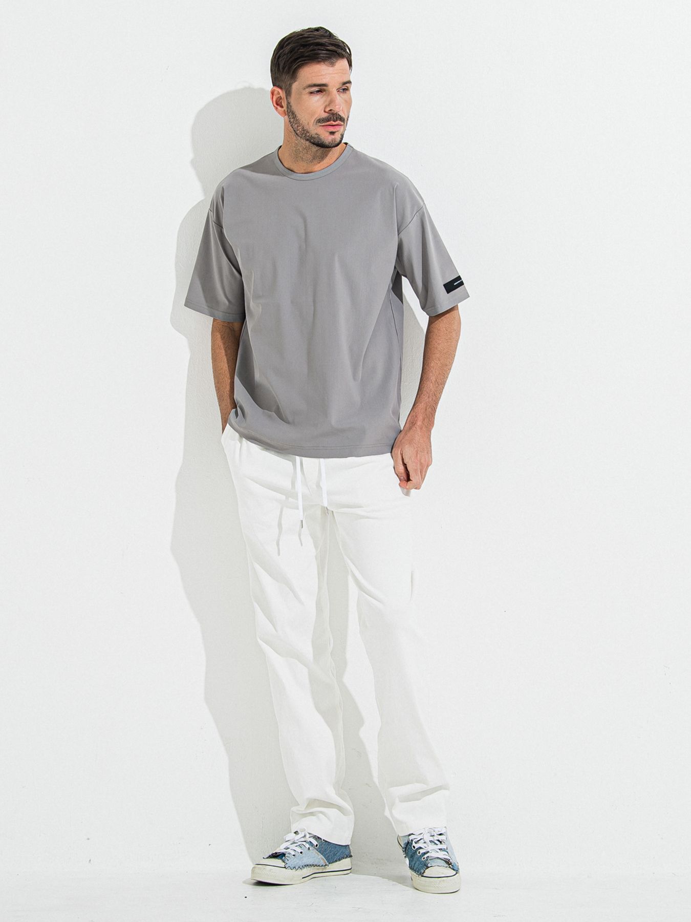 DENIM JERSEY WIDE PT / デニムジャージワイドパンツ / ホワイト