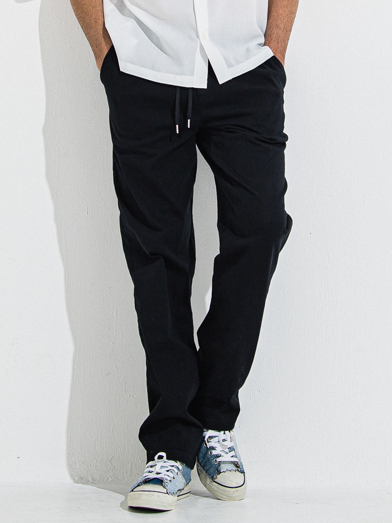【予約品 】DENIM JERSEY WIDE PT / デニムジャージワイドパンツ / ブラック