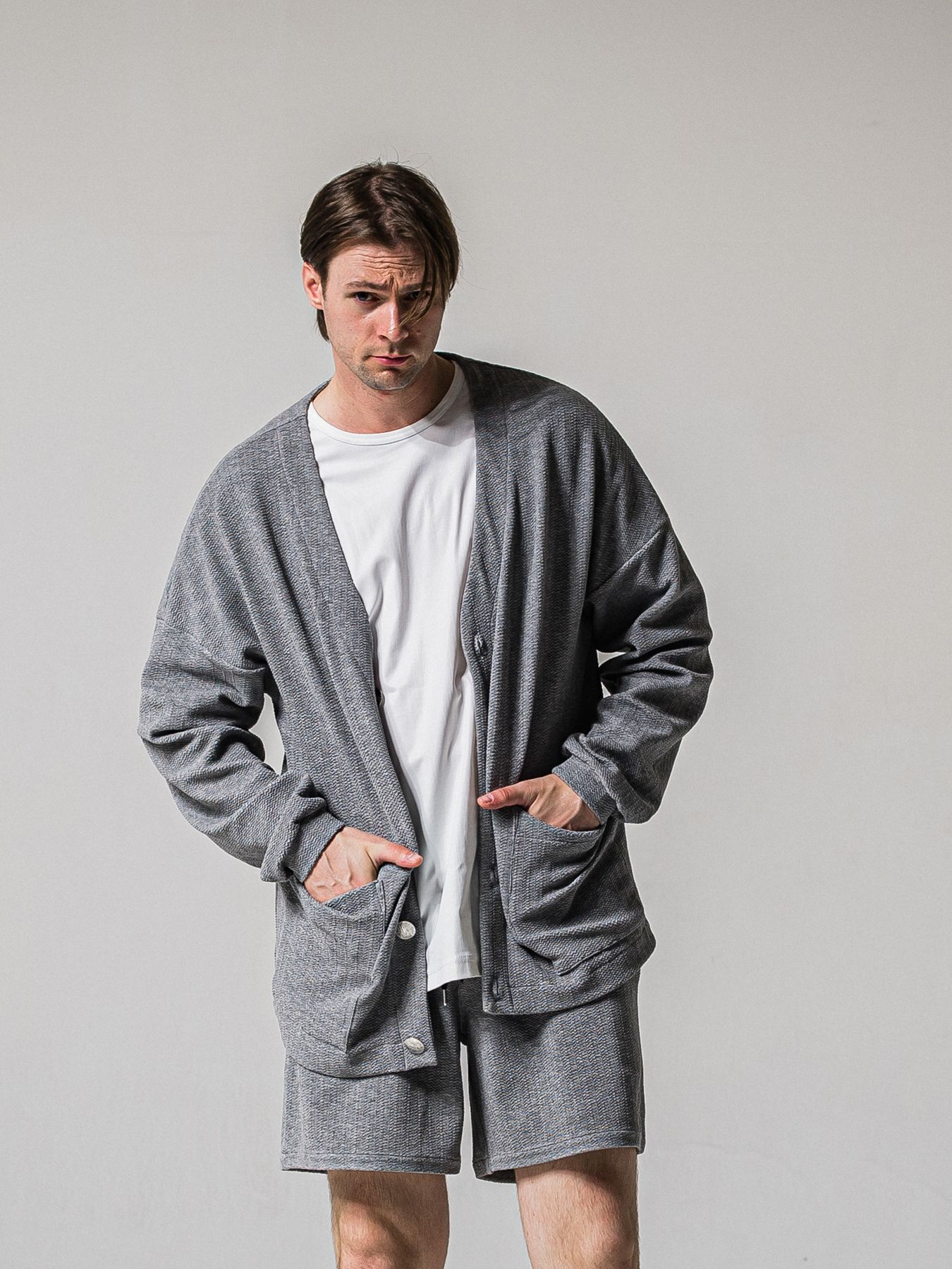 【予約品 11月16日(日) 締切】BLISTER KNIT C/D / ブリスターニットカーディガン  / グレー