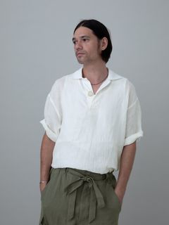 【予約品 11月23日(日) 締切】LINENSHEER POLO / リネン ポロシャツ / WHITE