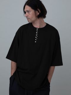 【予約品 11月23日(日) 締切】EUROHENRY / コットンリネン ヘンリーネック / BLACK