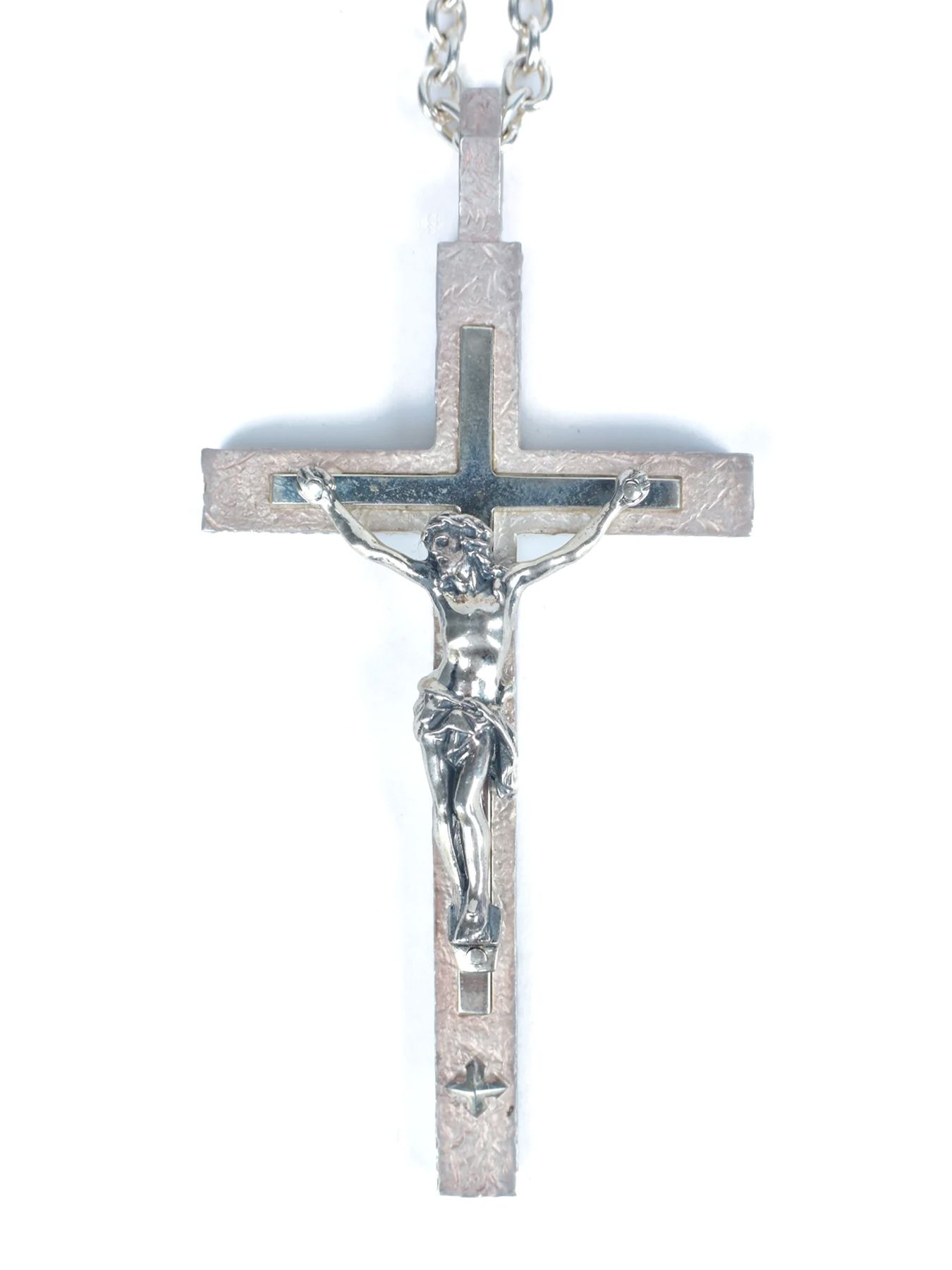 【予約品 10月12日(日) 締切】Silver925 CROSS NECKLACE / クロスネックレス（白骨加工 / 鏡面磨き）