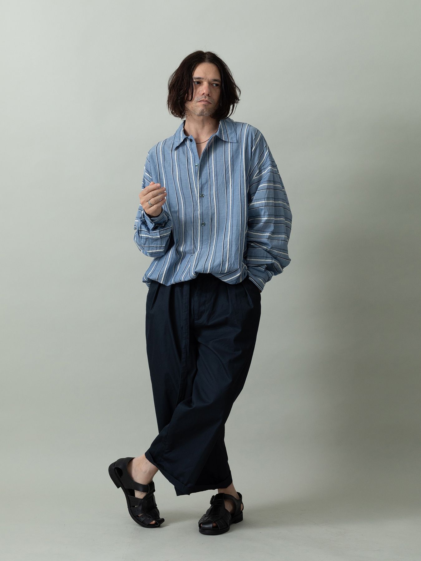 【予約品 2月1日(日) 締切】DRESSYEASE TRUSERS  gaba / ツータックイージートラウザーズ / ネイビー