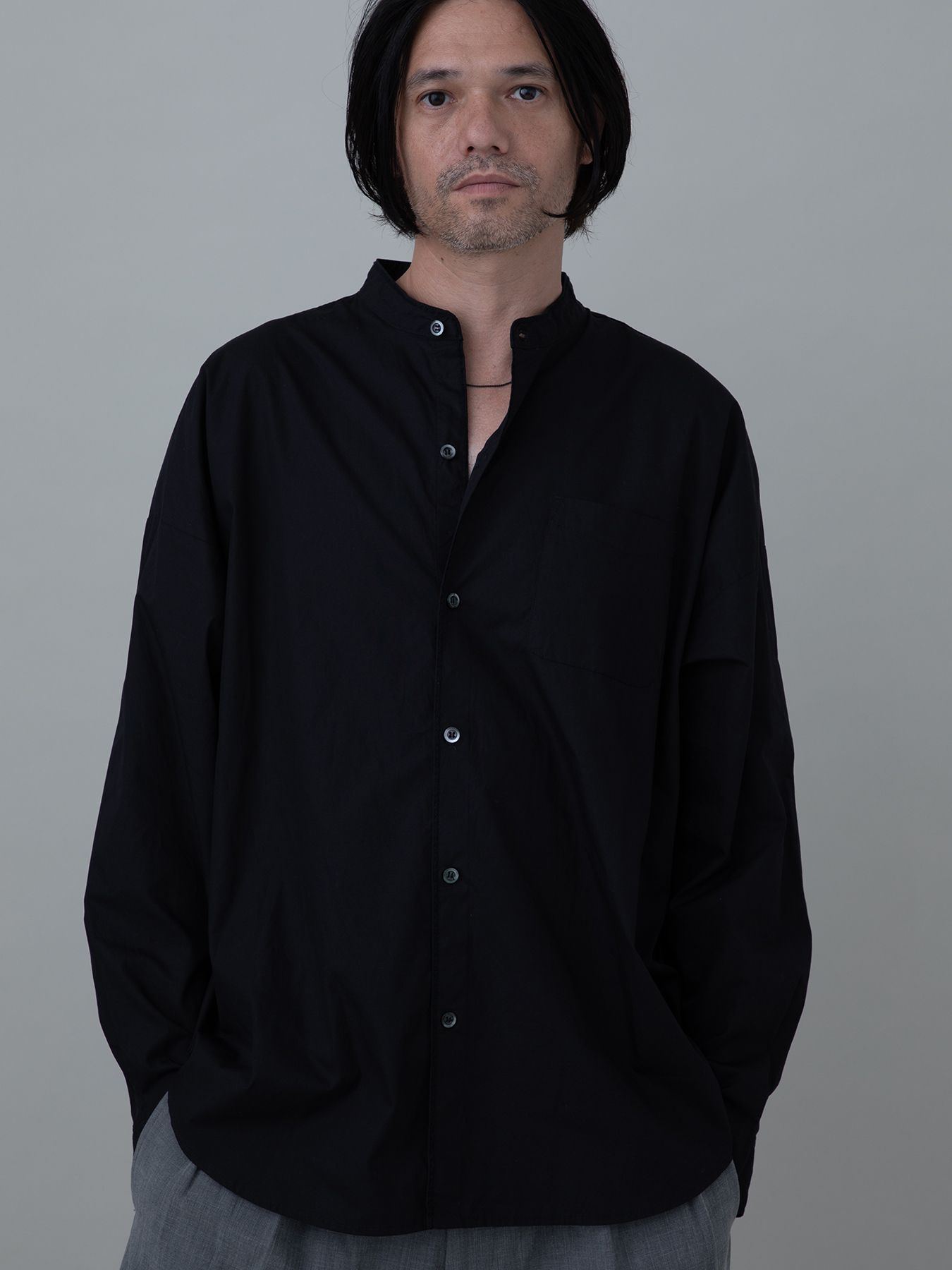 【予約品 11月23日(日) 締切】STITCHSHITS / スタンドカラーシャツ / BLACK