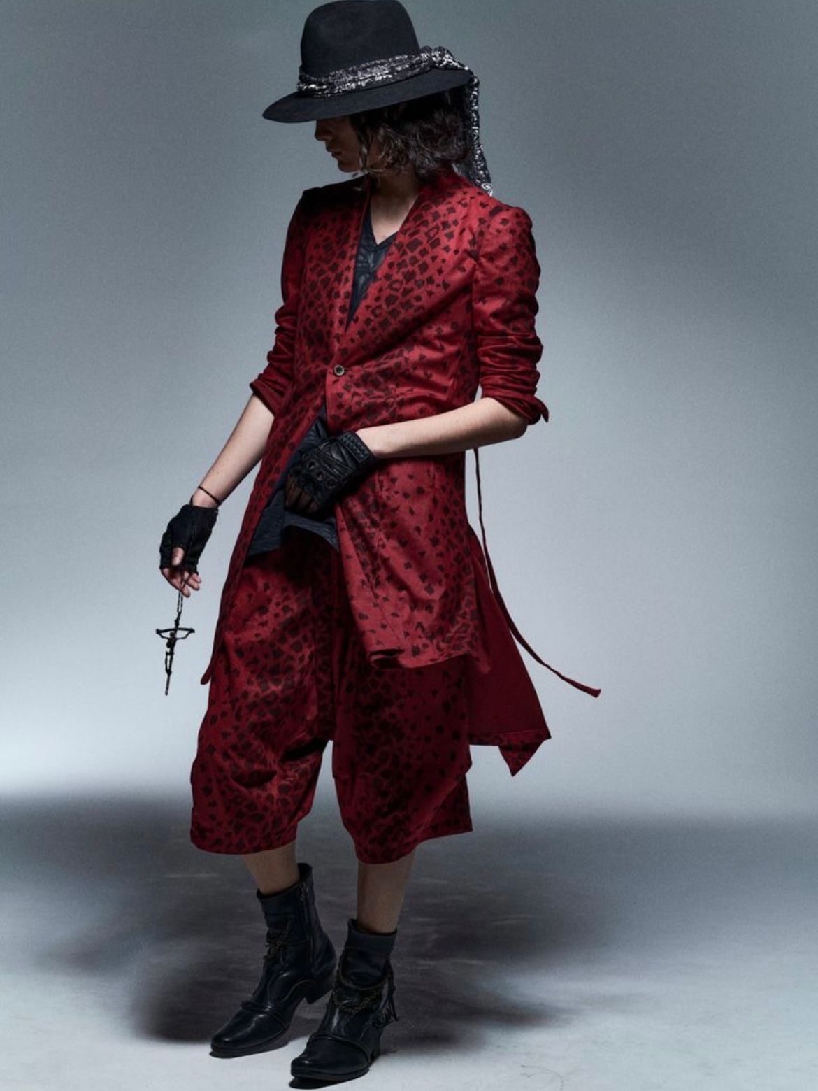 コラボ Collarless Flare Jacket / RedLeopard【BLACK HONEY CHILI COOKIE × kiryuyrik】