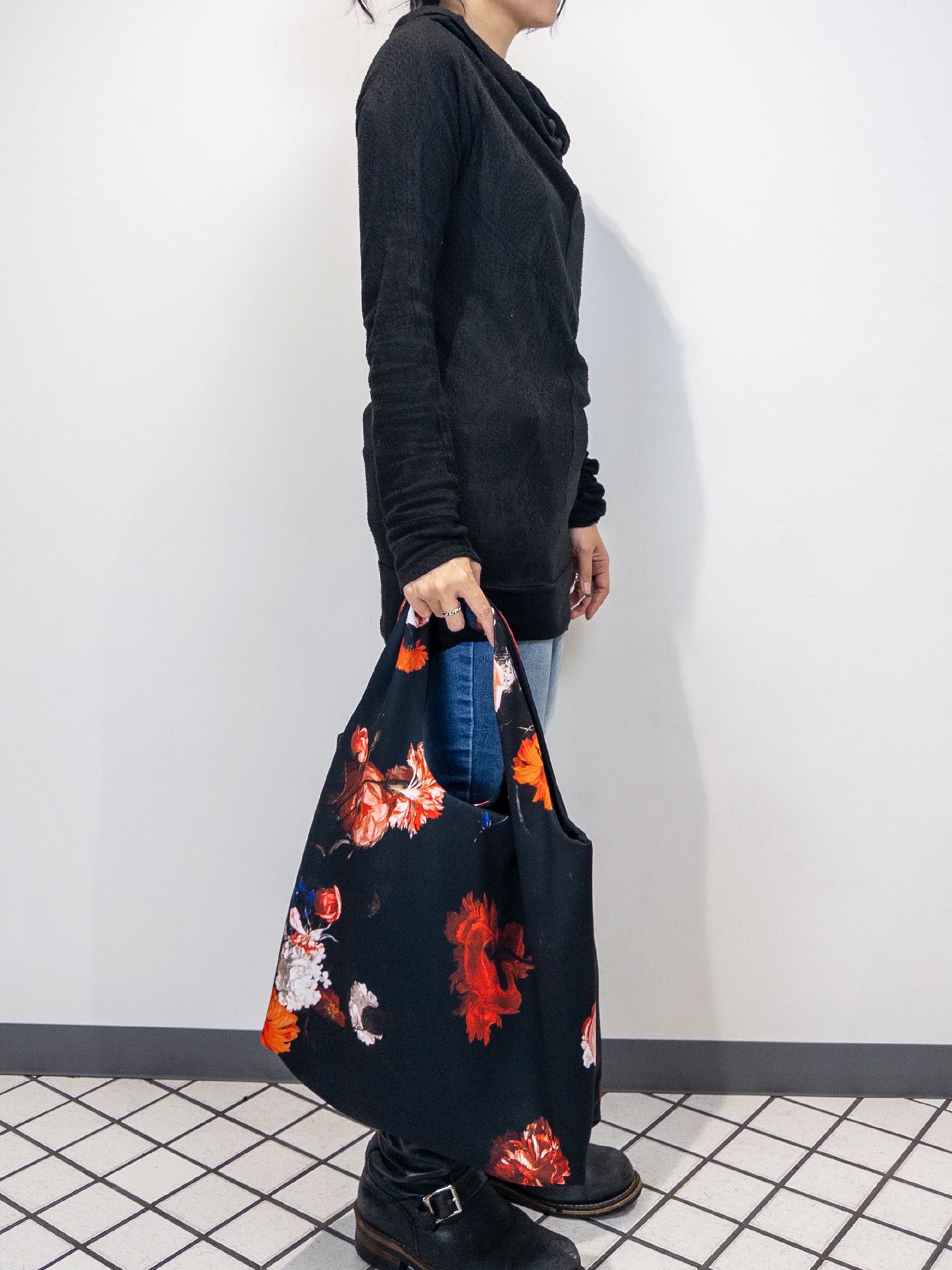 【予約品 4月26日(日) 締切】Shoulder Tote Bag / ショルダートートバッグ / ブラックフローラ